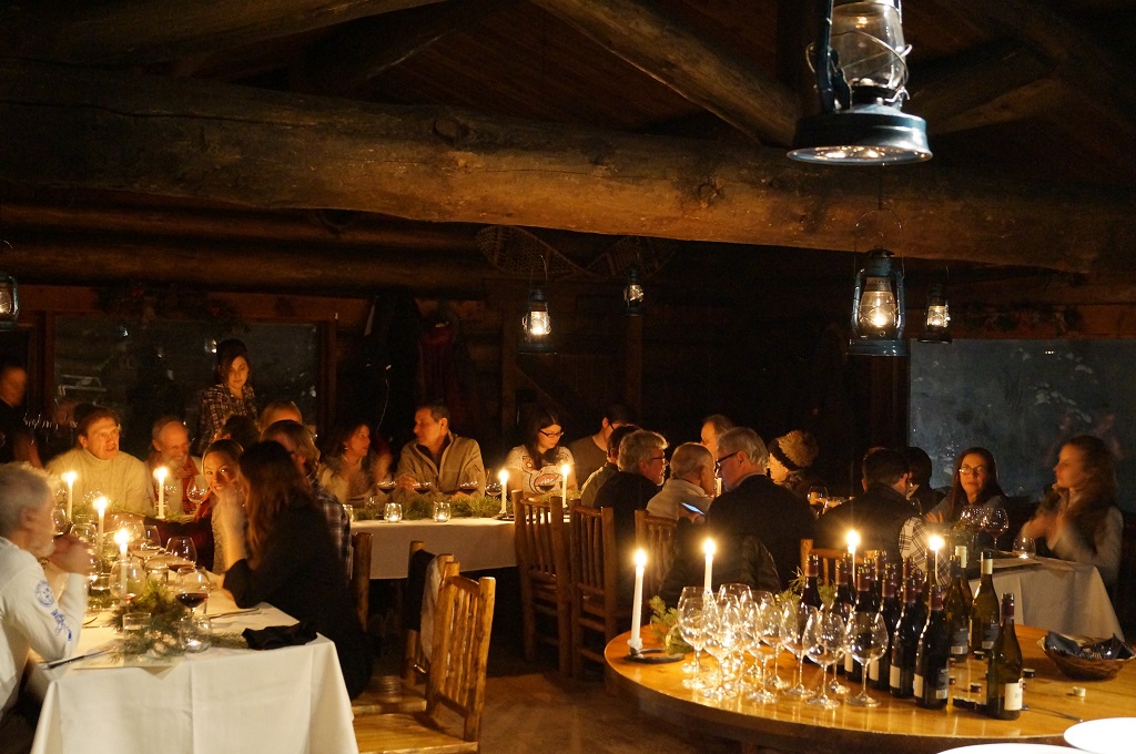 Guests dining at a wine dinner